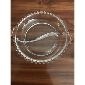 Imperial Glass Clear 7 Inch Divided Beaded Edge‎ Dish Tray